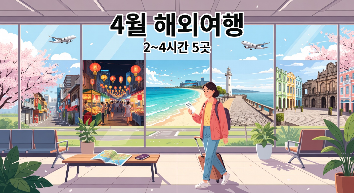 4월 비행시간 짧은 해외여행지 추천 — 2~4시간 거리 5곳 비교