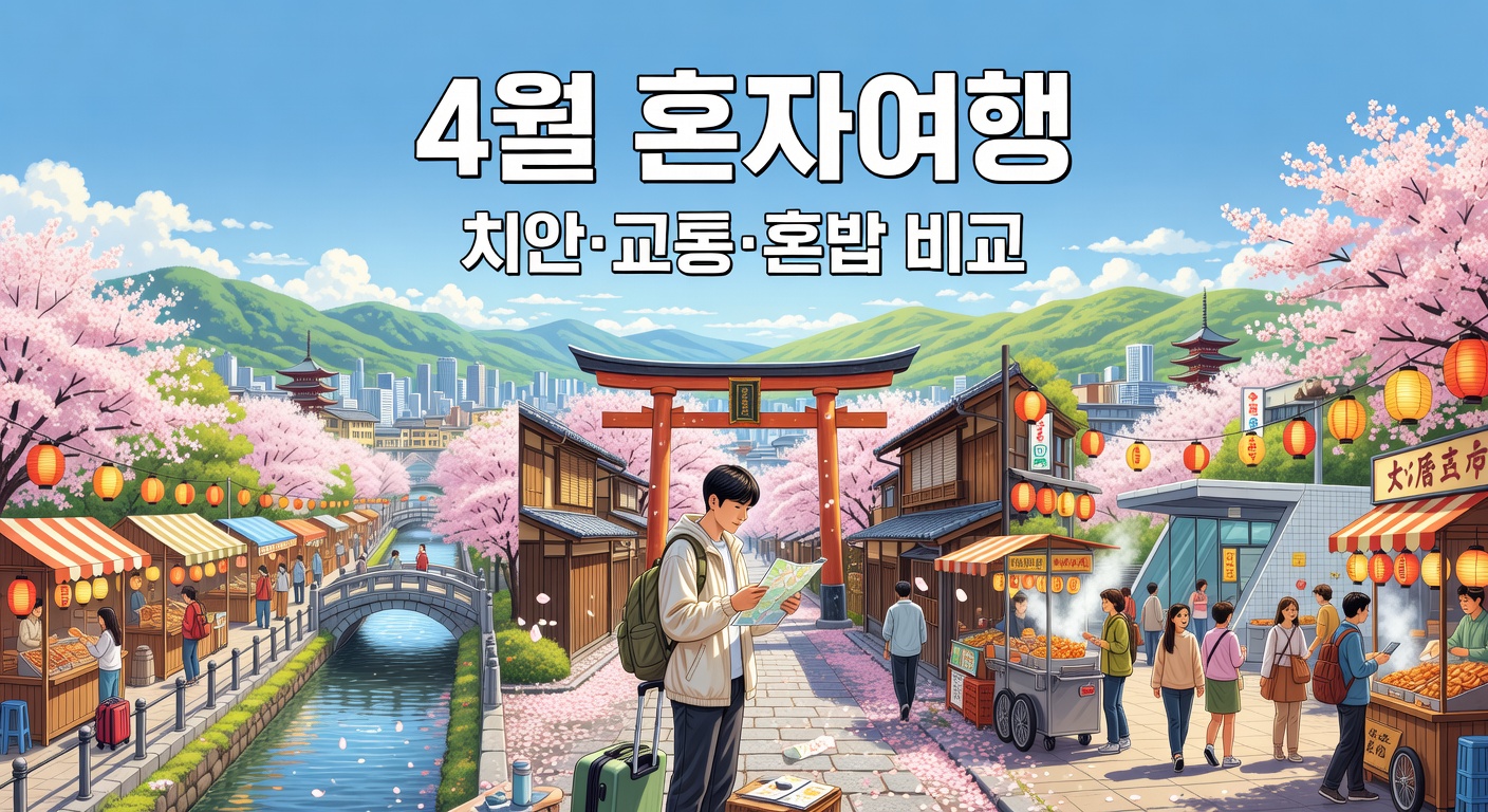 4월 혼자 해외여행지 추천 — 치안·교통·혼밥 기준 비교