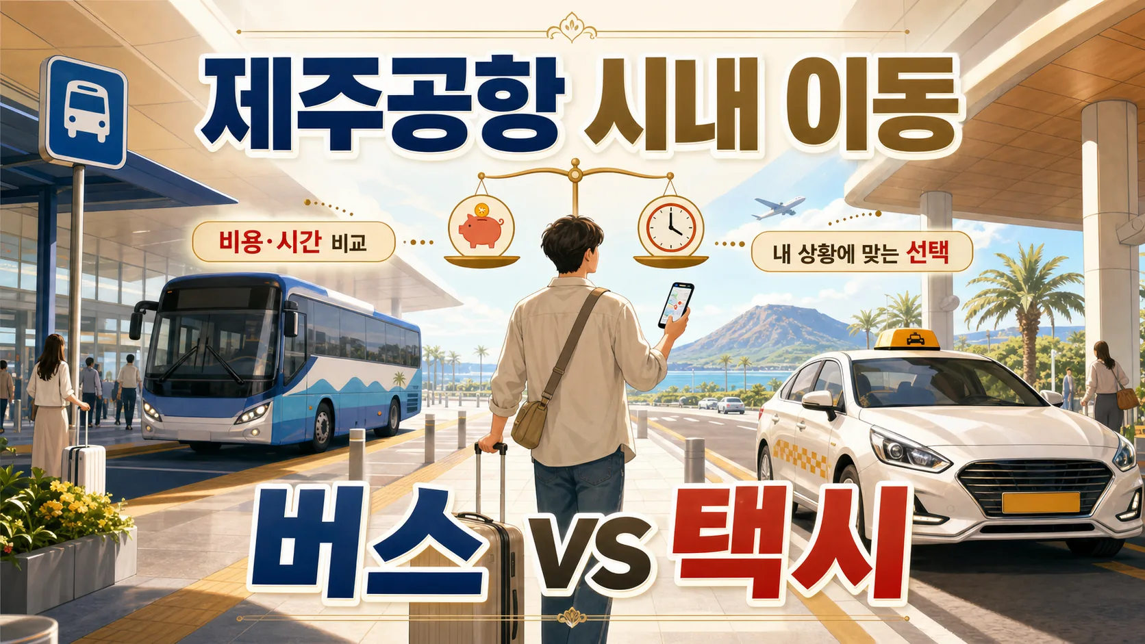 제주공항 시내 이동 비용·시간 비교 — 버스 vs 택시, 어떤 선택이 유리할까?