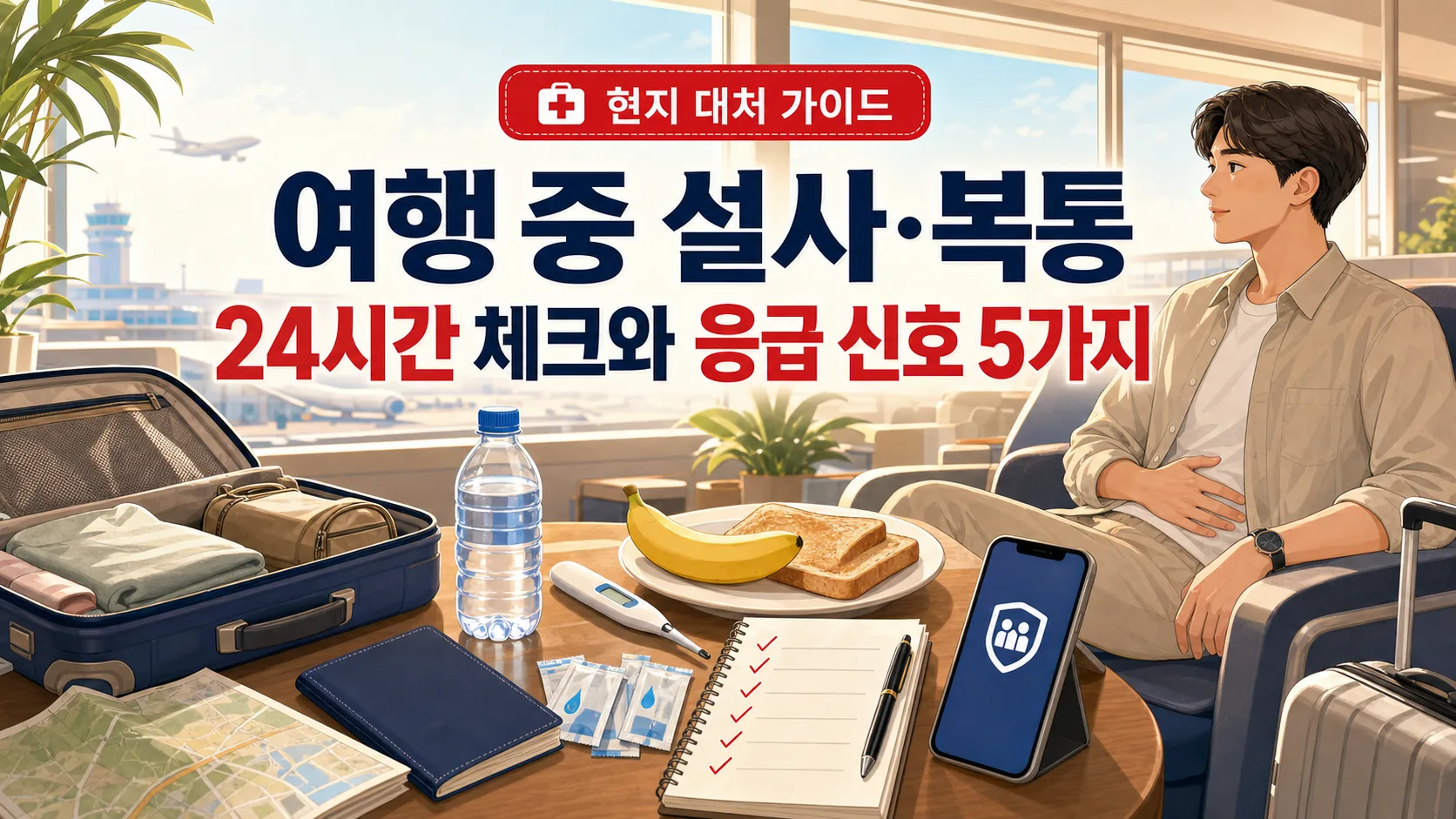 여행 중 설사·복통 24시간 체크 — 응급 신호 5가지 vs 집에서 대처법