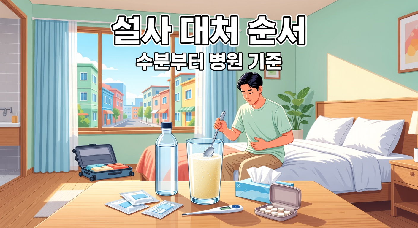 여행 중 설사 대처 순서 — 수분부터 병원 기준까지